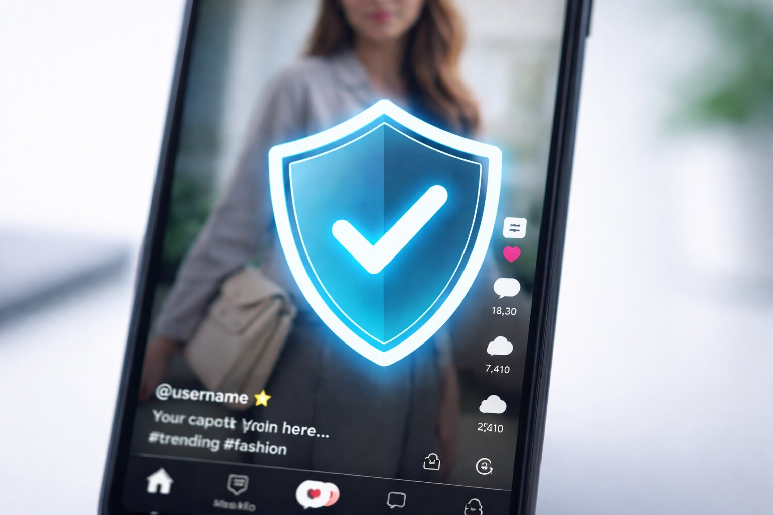 Ilustrasi sistem kepatuhan dan keamanan konten iklan TikTok Shop agar terhindar dari penalti.