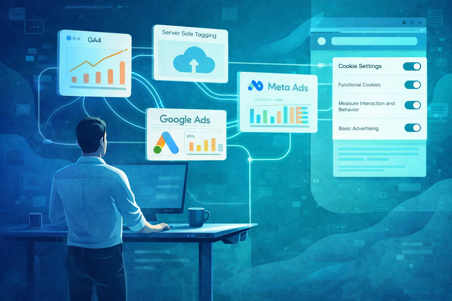Marketing analyst building a measurement stack for Meta Ads and Google Ads without full cookies
