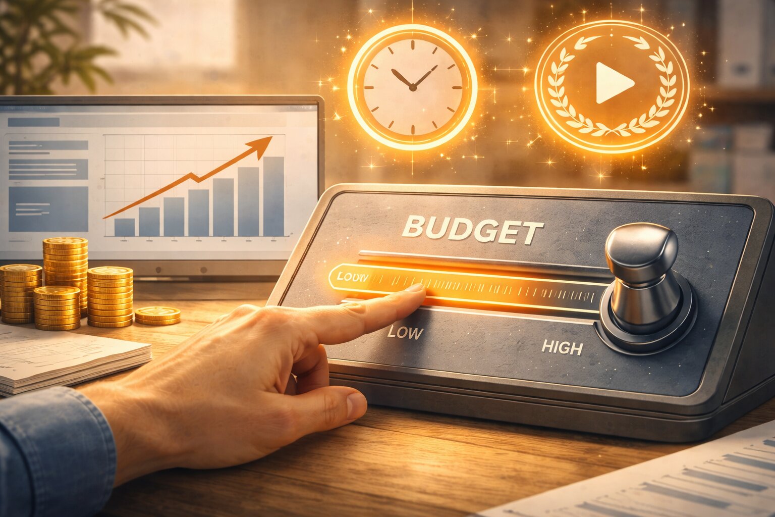Ilustrasi tuas budget dinaikkan bertahap dengan indikator stabilitas dan learning tidak reset