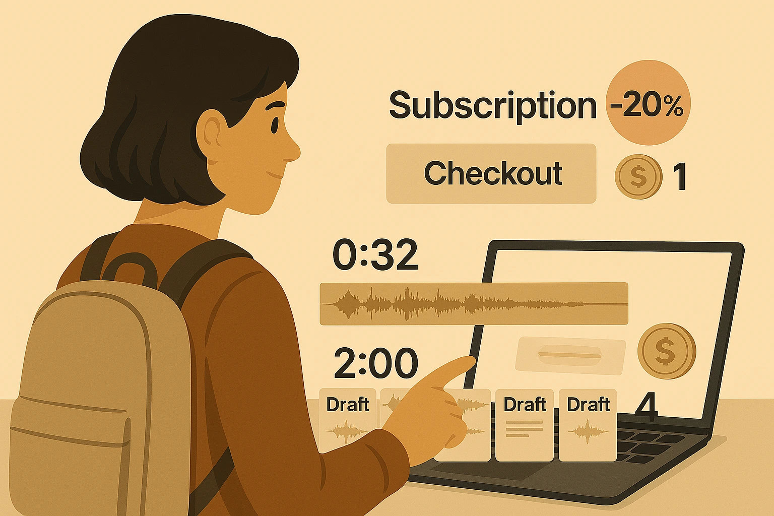 Student creator receiving a discount while buying extra credits for music generation