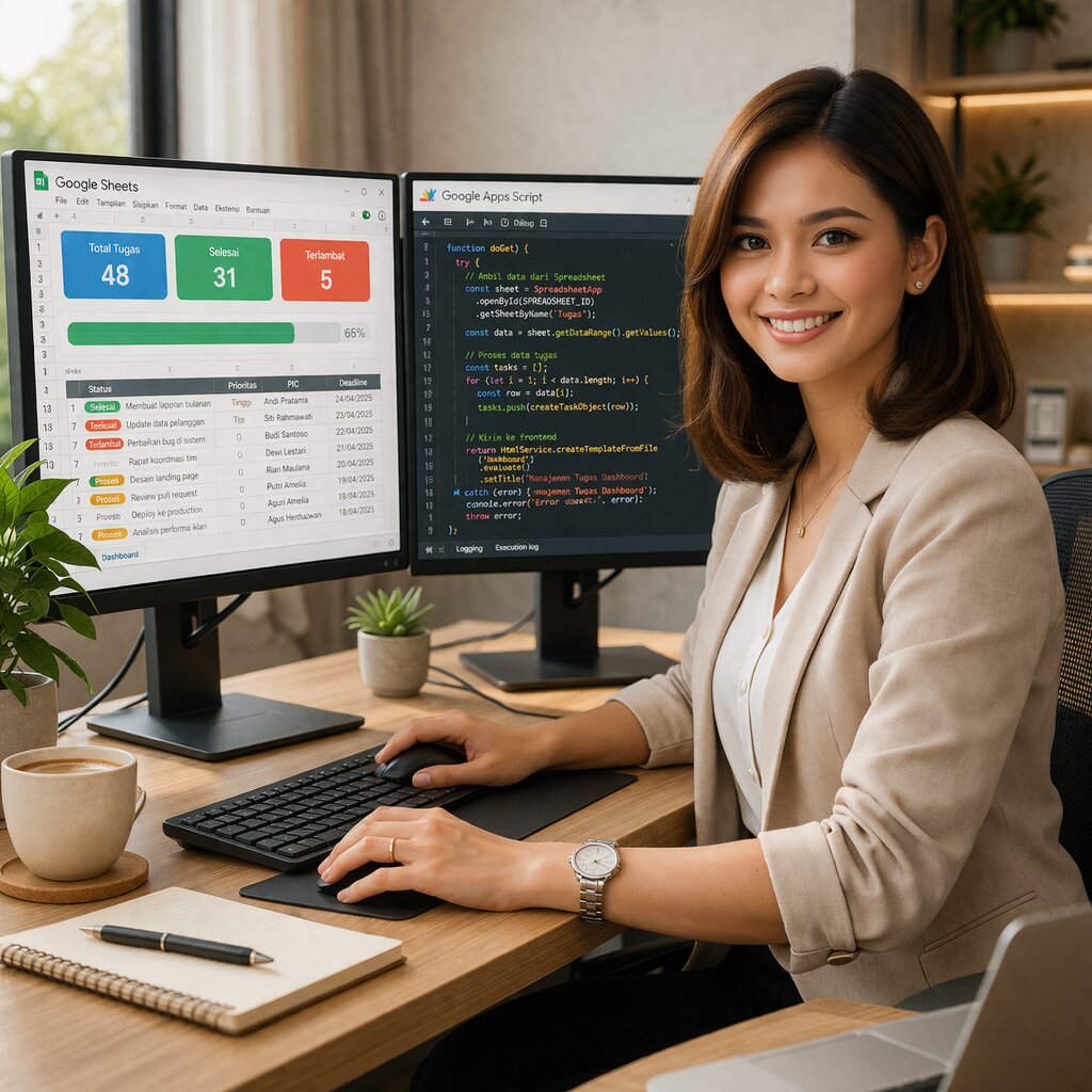 Tutorial membuat dashboard tracking proyek otomatis dengan Google Apps Script dan Google Sheets
