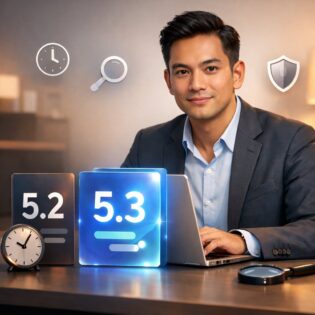 Ilustrasi ringkasan cepat fitur dan ketersediaan GPT-5.3 Instant.