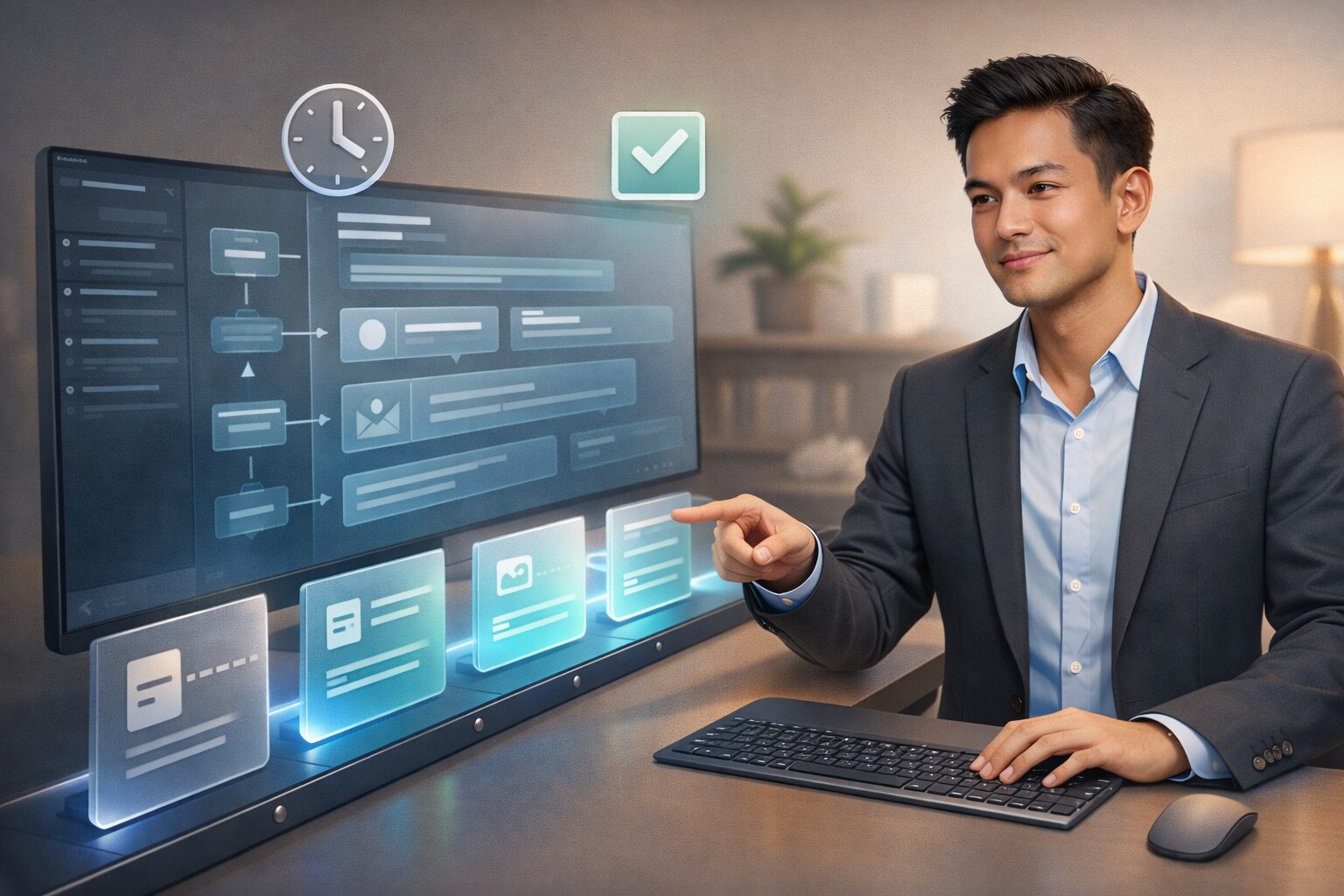 Ilustrasi dampak GPT-5.3 Instant pada workflow kerja dan produksi konten.