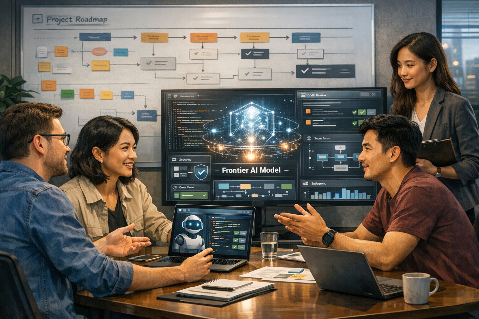 Ilustrasi penggunaan aman Claude Opus 4.7 untuk proyek nyata dan workflow developer