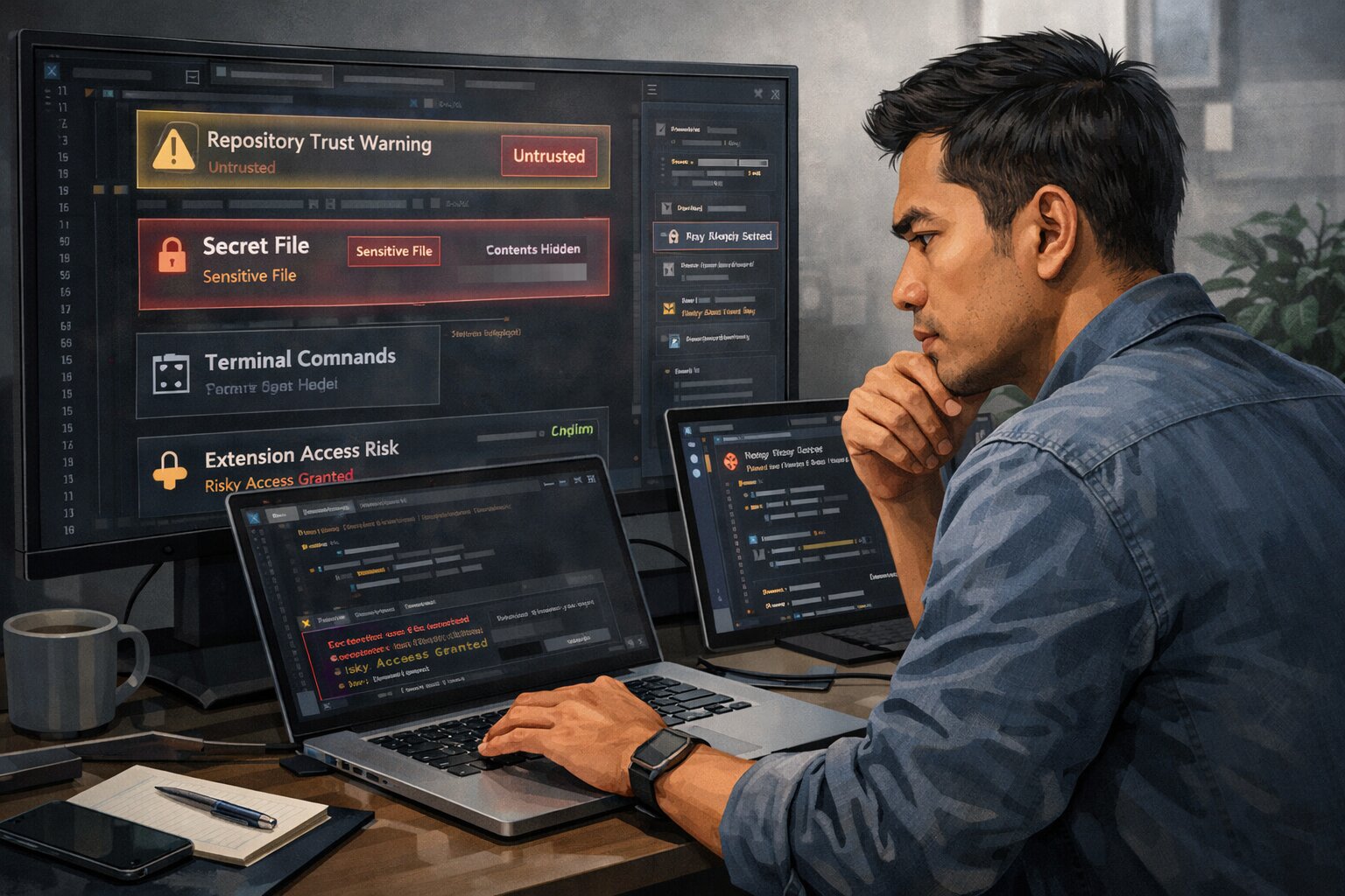 Developer memahami cara kerja Codex di VS Code dengan fokus keamanan