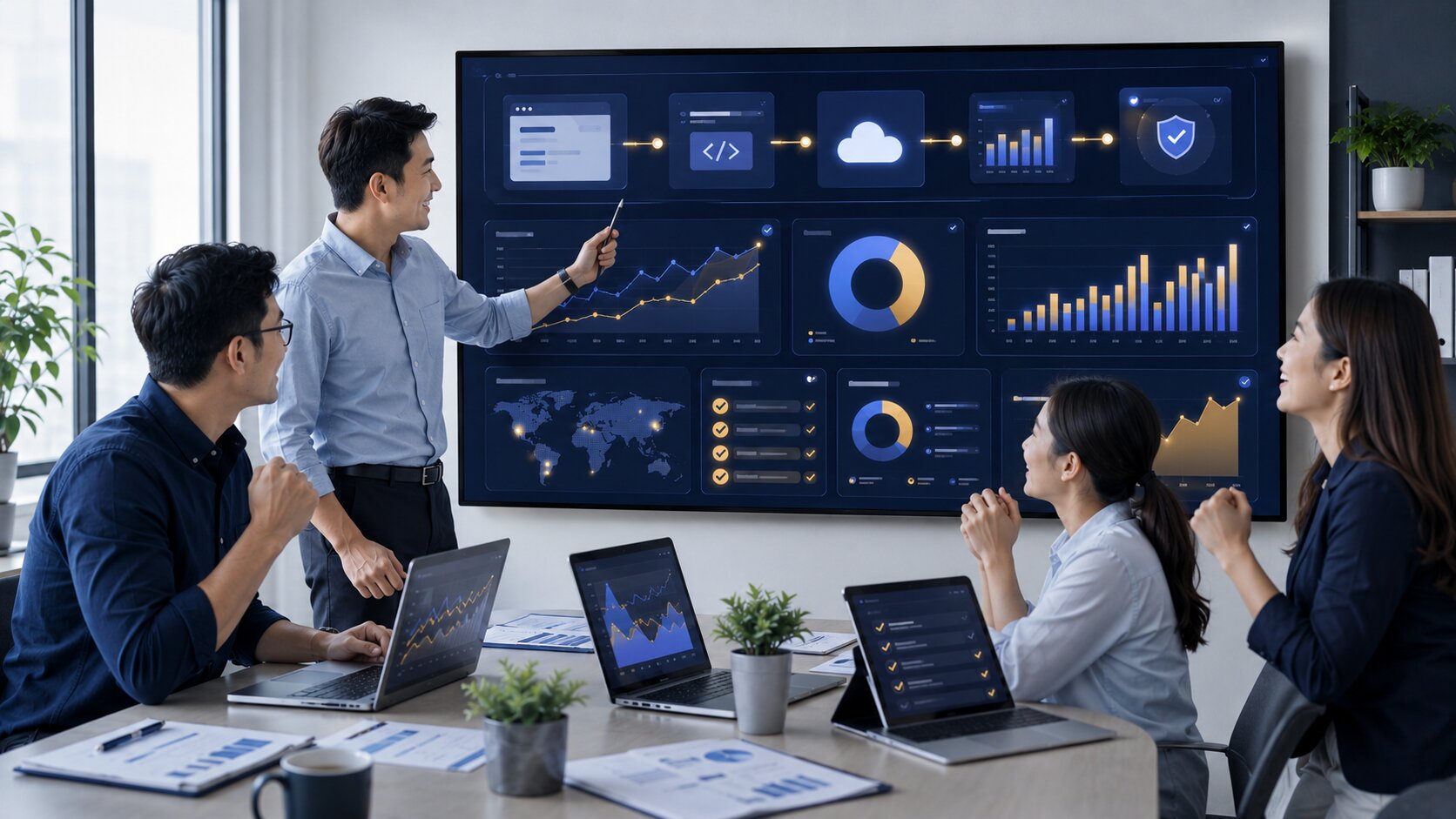 Marketing team reviewing clean Meta Ads tracking setup as a competitive advantage