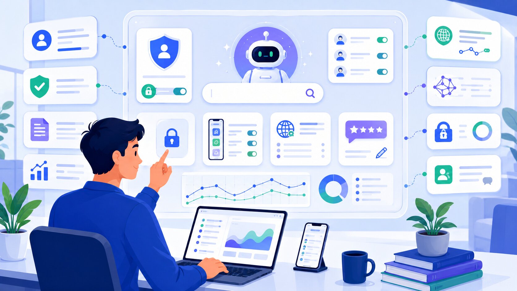 Ilustrasi kontrol pengguna saat AI Search makin personal dengan permission dan guardrail