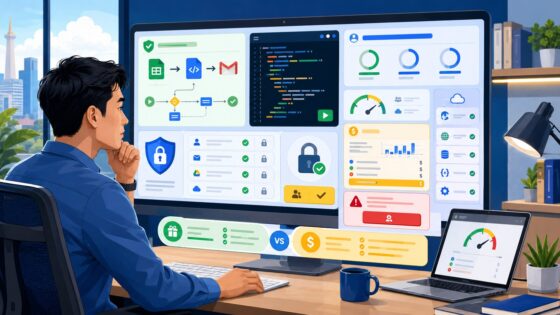 Ilustrasi apakah Google Script berbayar beserta kuota, izin akses, dan potensi biaya API