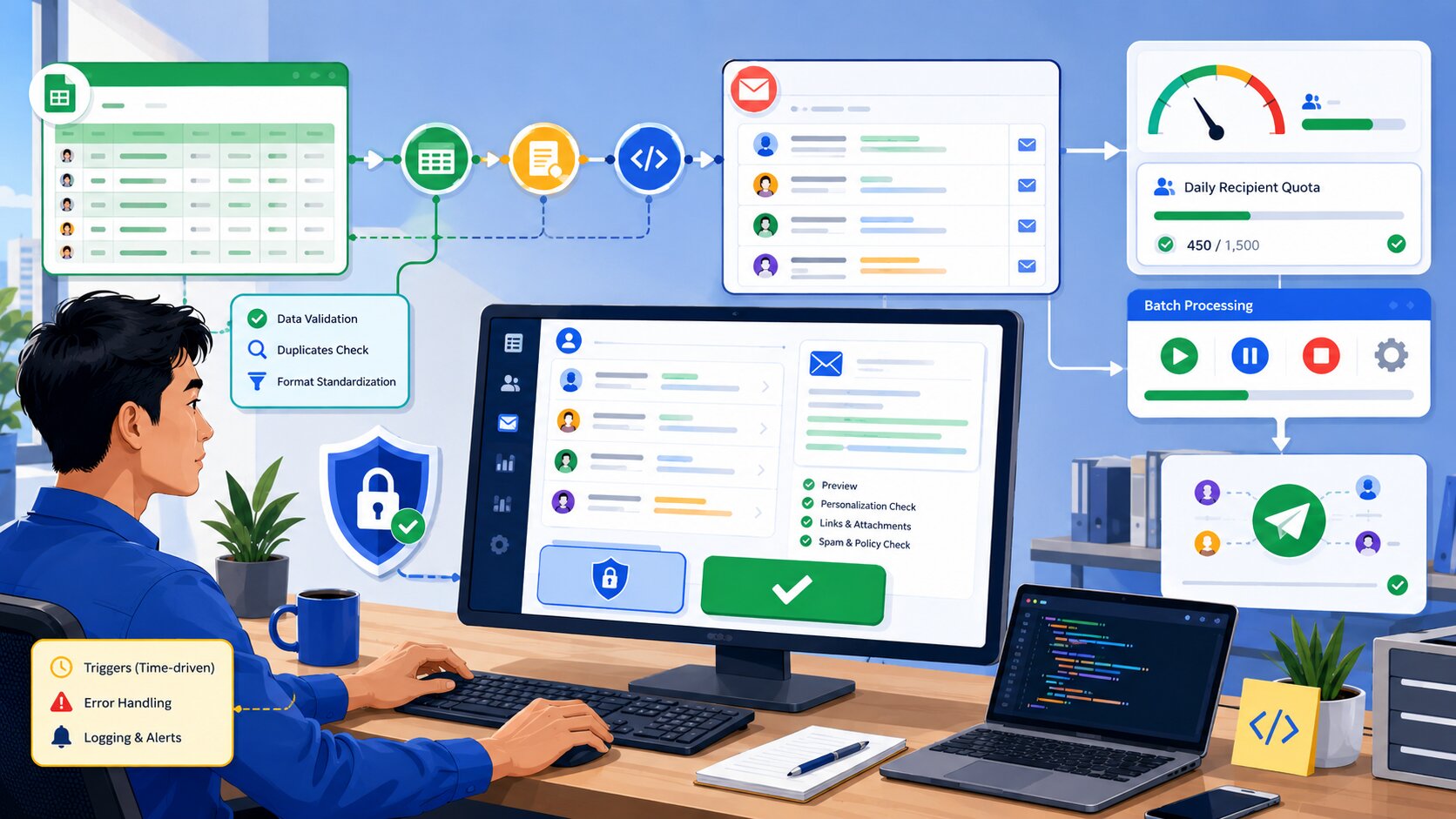 Google Apps Script untuk Gmail dan Spreadsheet dengan batas kuota