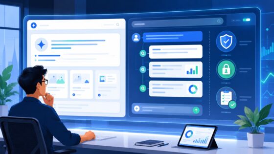 Ilustrasi Google AI Mode vs AI Overview dengan guardrail dan review manual