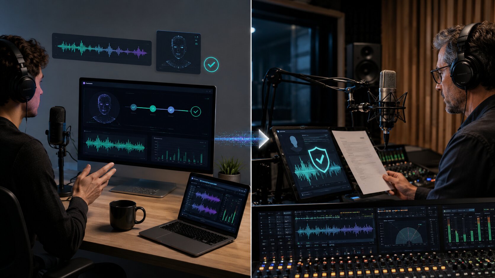ElevenLabs instant and professional voice cloning verification process with speaker and microphone